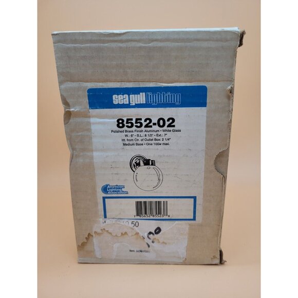 Sea Gull Lighting Single-Light Wall Mount 8552-02 Polished Brass Finish White - Picture 3 of 3